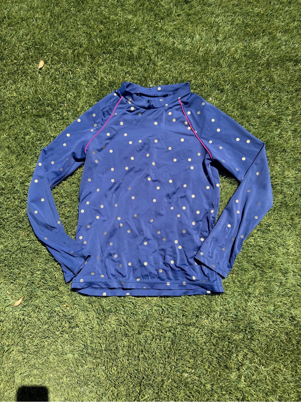 Boden Girls Long Sleeve Rash Guard Blue Gold Size 11-12y